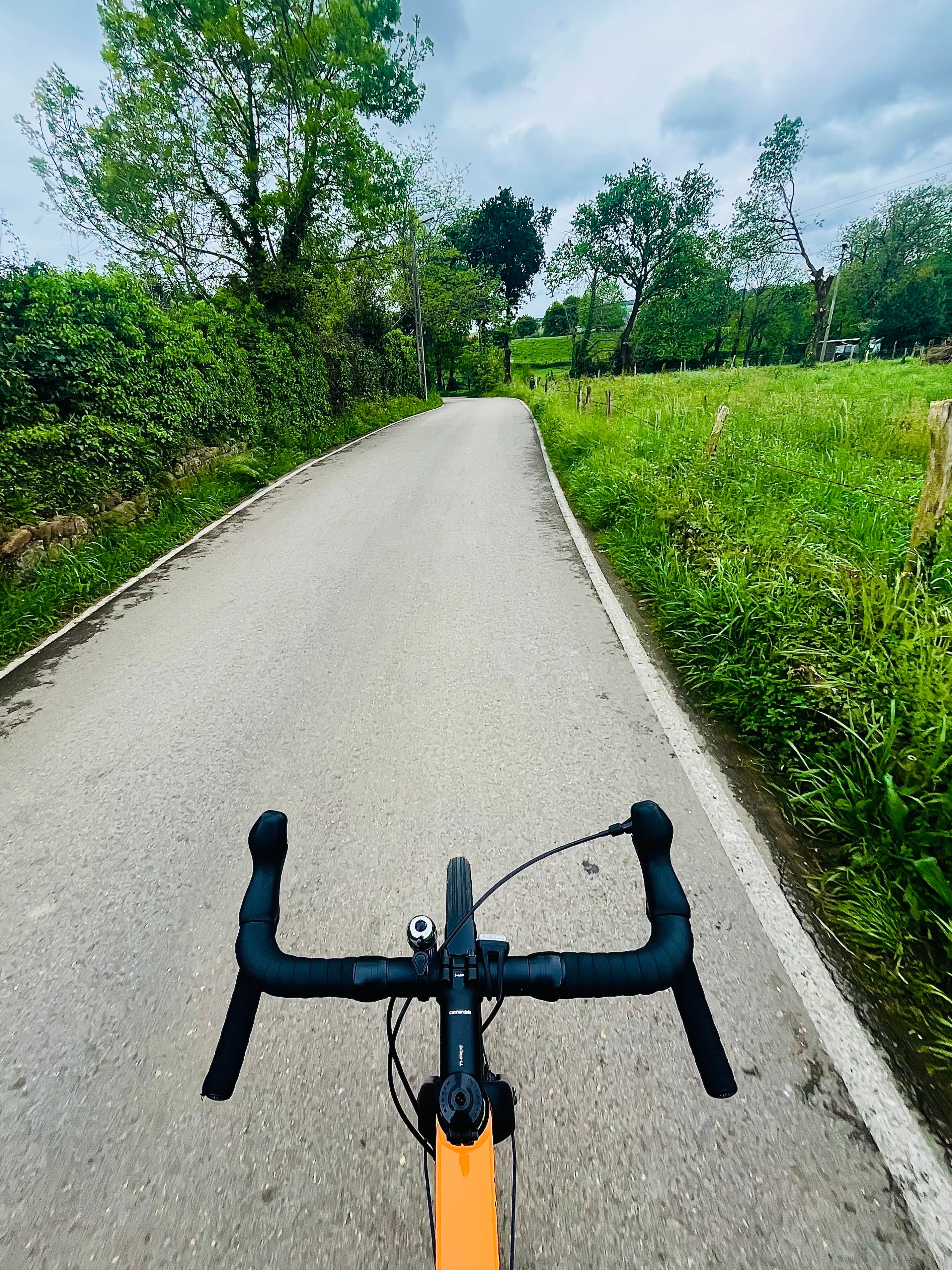 Una carretera secundaria. Hay verde a ambos lados. Una carretera secundaria. Hay verde a ambos lados.