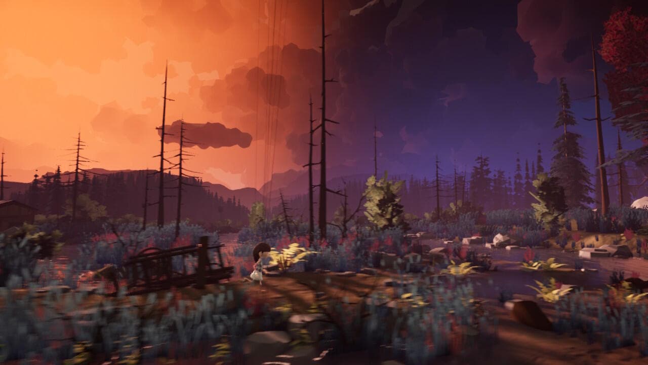 Abi huyendo con un atardecer de fondo Abi huyendo con un atardecer de fondo