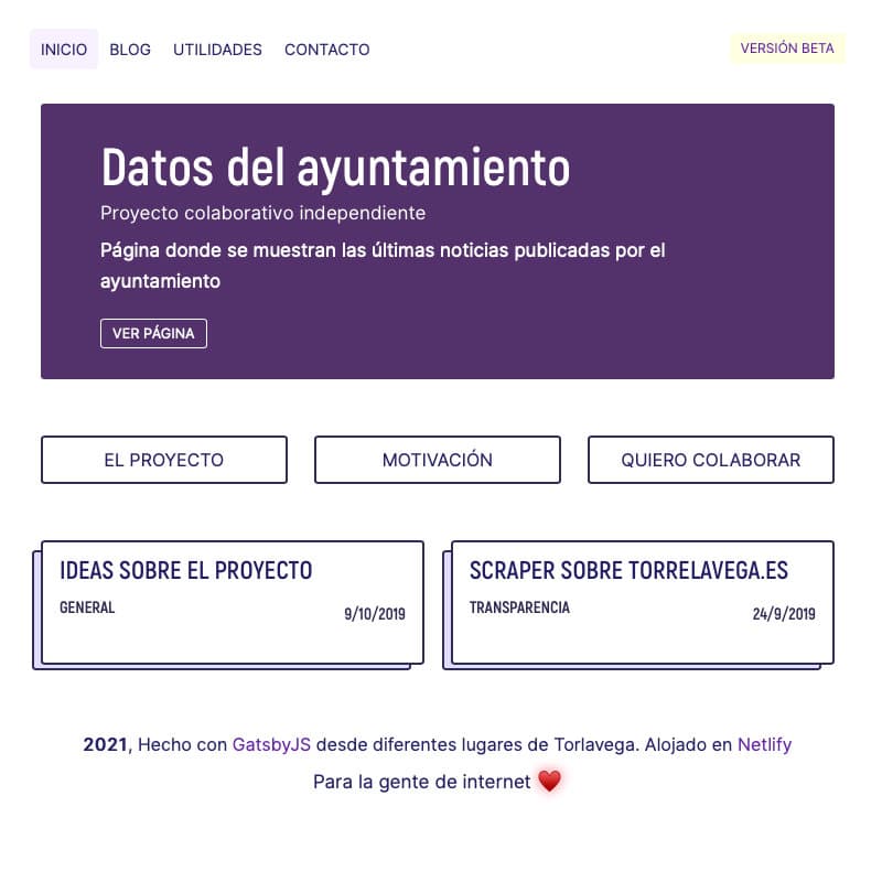Captura de pantalla de la web Torlavega.com Captura de pantalla de la web Torlavega.com